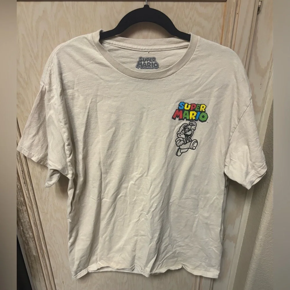 Super Mario Nintendo Characters Beige Cream Unisex T-Shirt Adult Size Large READ